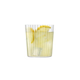 Set of four clear LSA Gio Line tumblers, 390ml each, showcasing modern design and transparent glass material.
