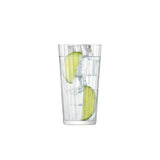Set of four large LSA Gio Line Juice Glasses, 320ml clear longdrink glasses, stylish and modern for beverages.