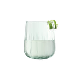 Set of four LSA Mia 410ml recycled glass tumblers with optical design, perfect for stylish drinking and eco-friendly use.