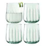 Set of four LSA Mia tumblers, 410ml recycled glass with optic design, perfect for beverages and stylish table settings.