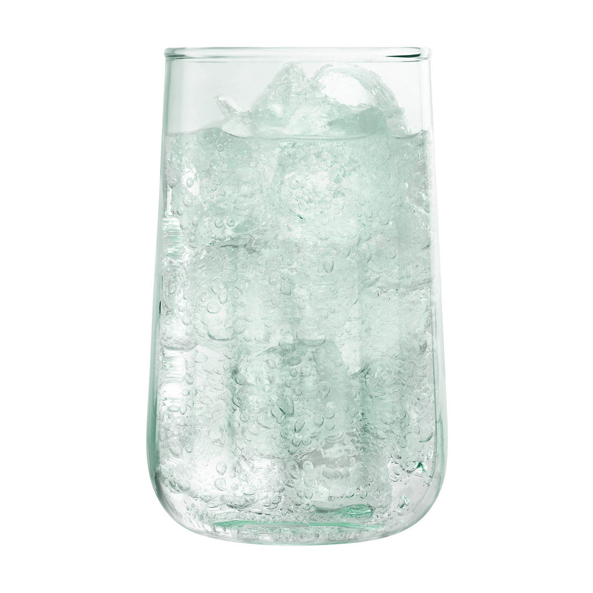 Set of four LSA Mia matte longdrink glasses, 590ml capacity, clear glass with a sleek, modern design for stylish beverages.