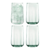 Set of four LSA Mia longdrink glasses with matte finish, 590ml capacity, showcasing elegant, clear glassware for beverages.