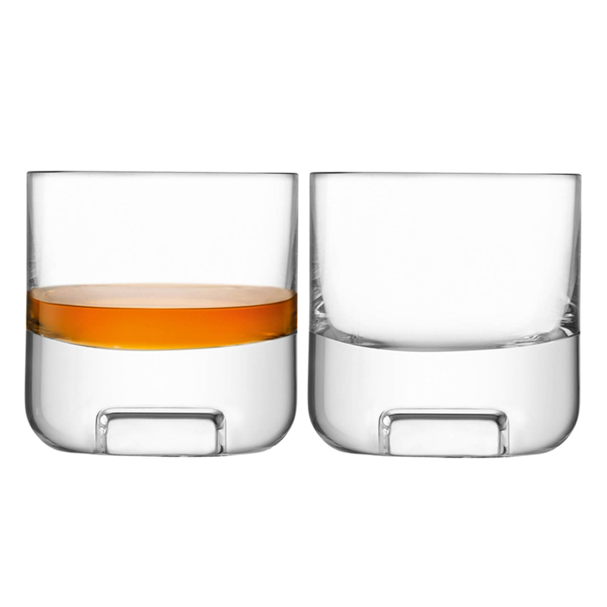 Two clear LSA Cask Whisky Tumblers, 240ml, with a modern design, perfect for enjoying whisky in elegant style.