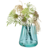 LSA Lagoon vase in emerald green, 18.5cm tall, featuring a sleek, modern design with a smooth, curved shape.