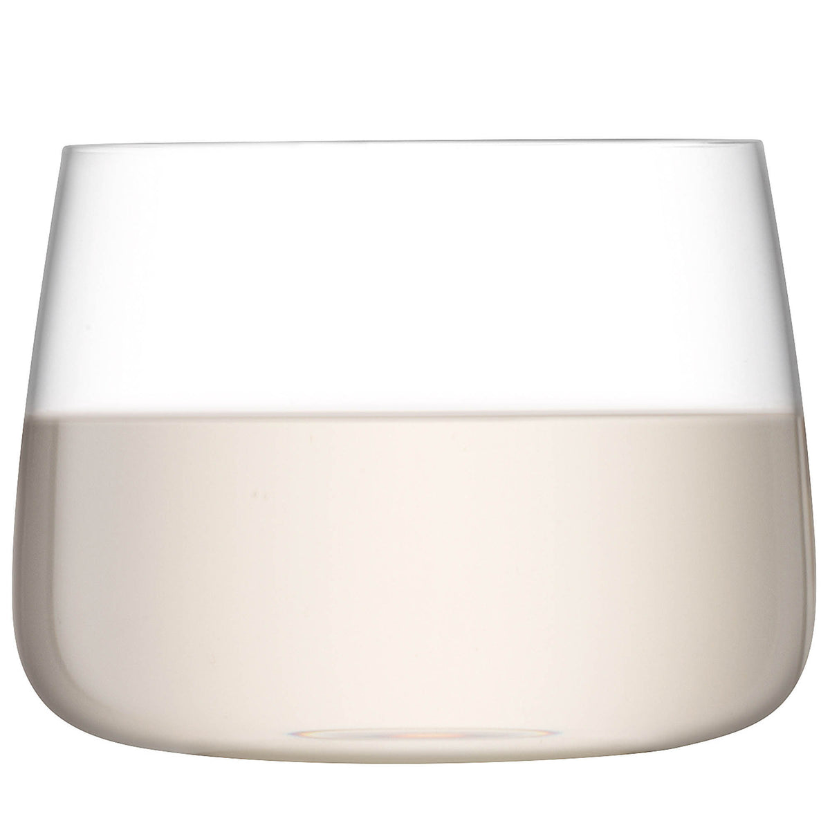 Set of four LSA Metropolitan stemless wine glasses, 360ml clear glass, elegant and modern design for wine enjoyment.