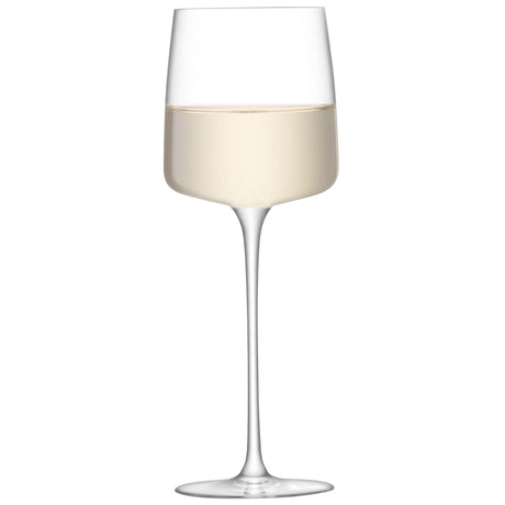 Set of four LSA Metropolitan wine glasses, 350ml clear glassware, elegant shape for red and white wine.