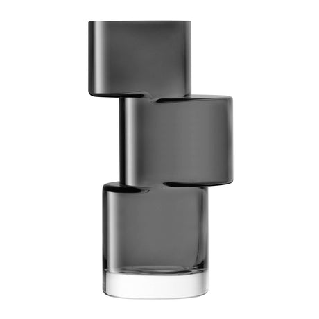 Slate grey LSA Tier Vase, 26cm tall, with a tiered design and smooth ceramic finish, perfect for modern floral arrangements.