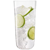 Set of four clear LSA ARC longdrink glasses with 550ml capacity, stylish and modern glassware for beverages.