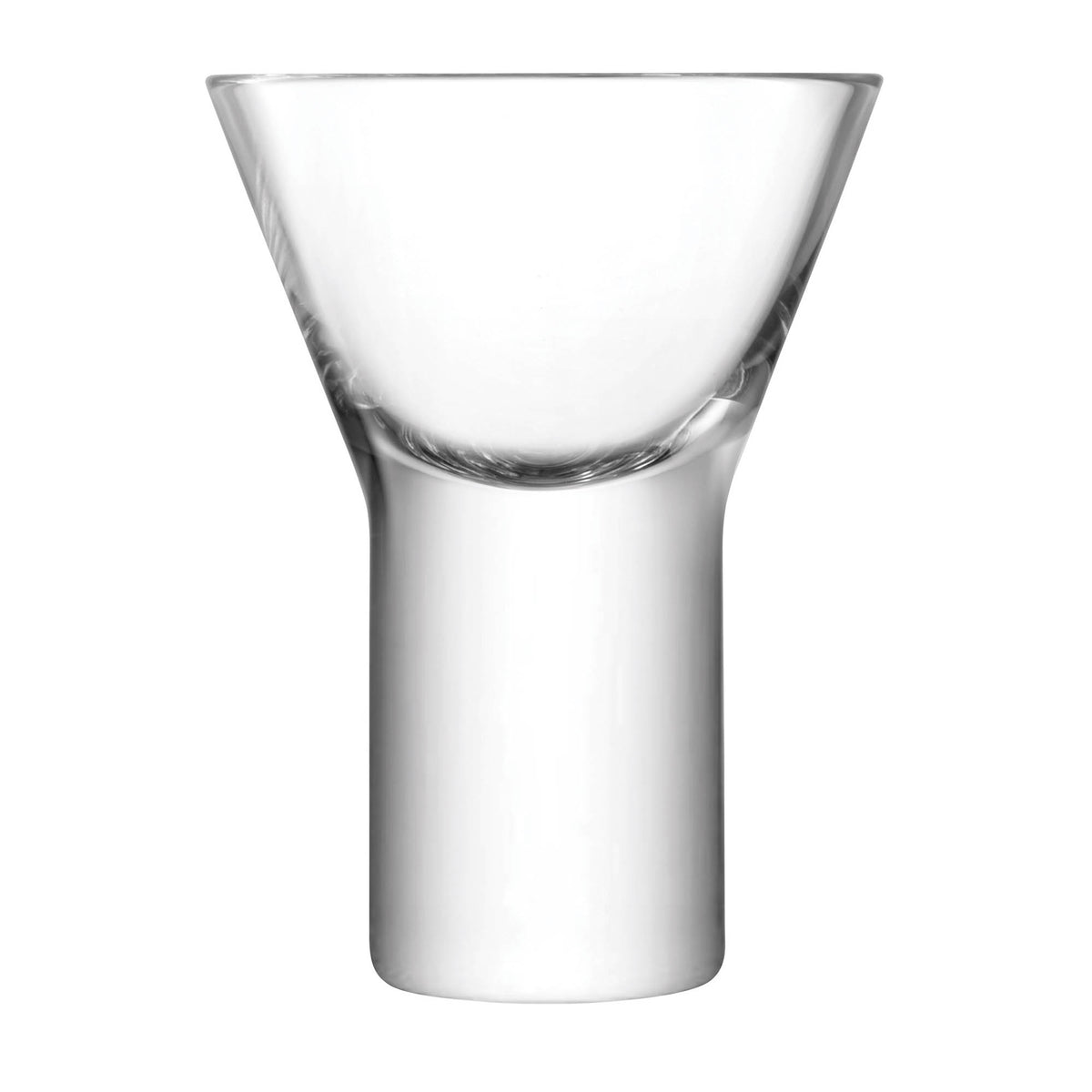 Set of four LSA Boris liqueur glasses in clear glass, 60-90ml, with a sleek, modern design for serving spirits.
