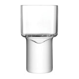 Set of four LSA Boris liqueur glasses in clear glass, 60-90ml capacity, with assorted shapes for elegant serving.