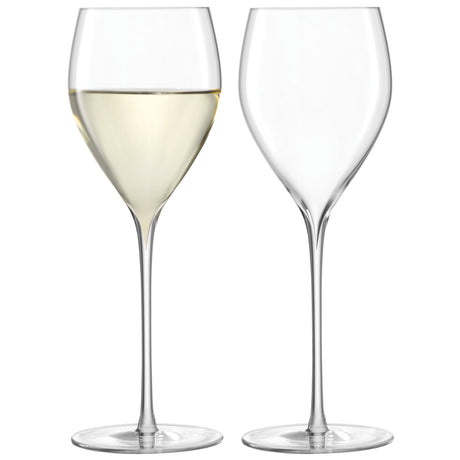 Two clear LSA Weinglas SAVOY wine glasses with 360ml capacity on a white background.