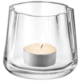 Clear LSA Lagoon tealight holder, 8cm tall, with sleek, modern design perfect for decorative candle displays.