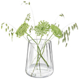 Clear LSA Lagoon vase, 24cm tall, showcasing its modern design and smooth glass finish on a neutral background.