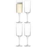 Set of four clear LSA Sektglas GIO champagne flutes, 210ml, with elegant design, perfect for serving sparkling wine.