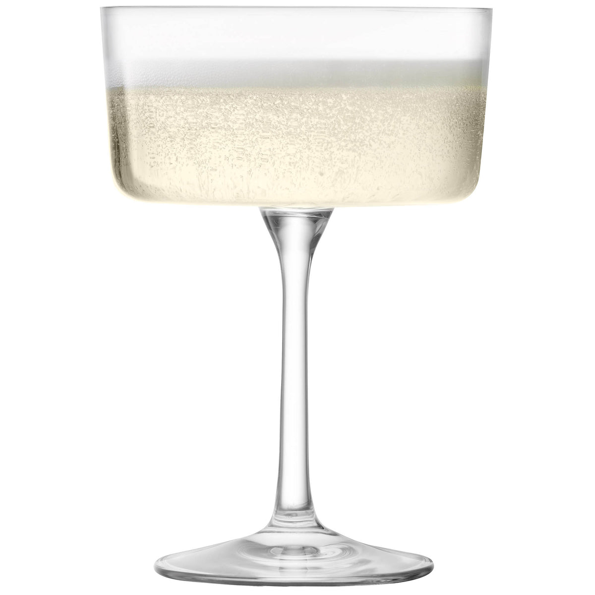 Set of four clear LSA Gio champagne and cocktail glasses, 230ml capacity, elegant design, perfect for serving drinks.