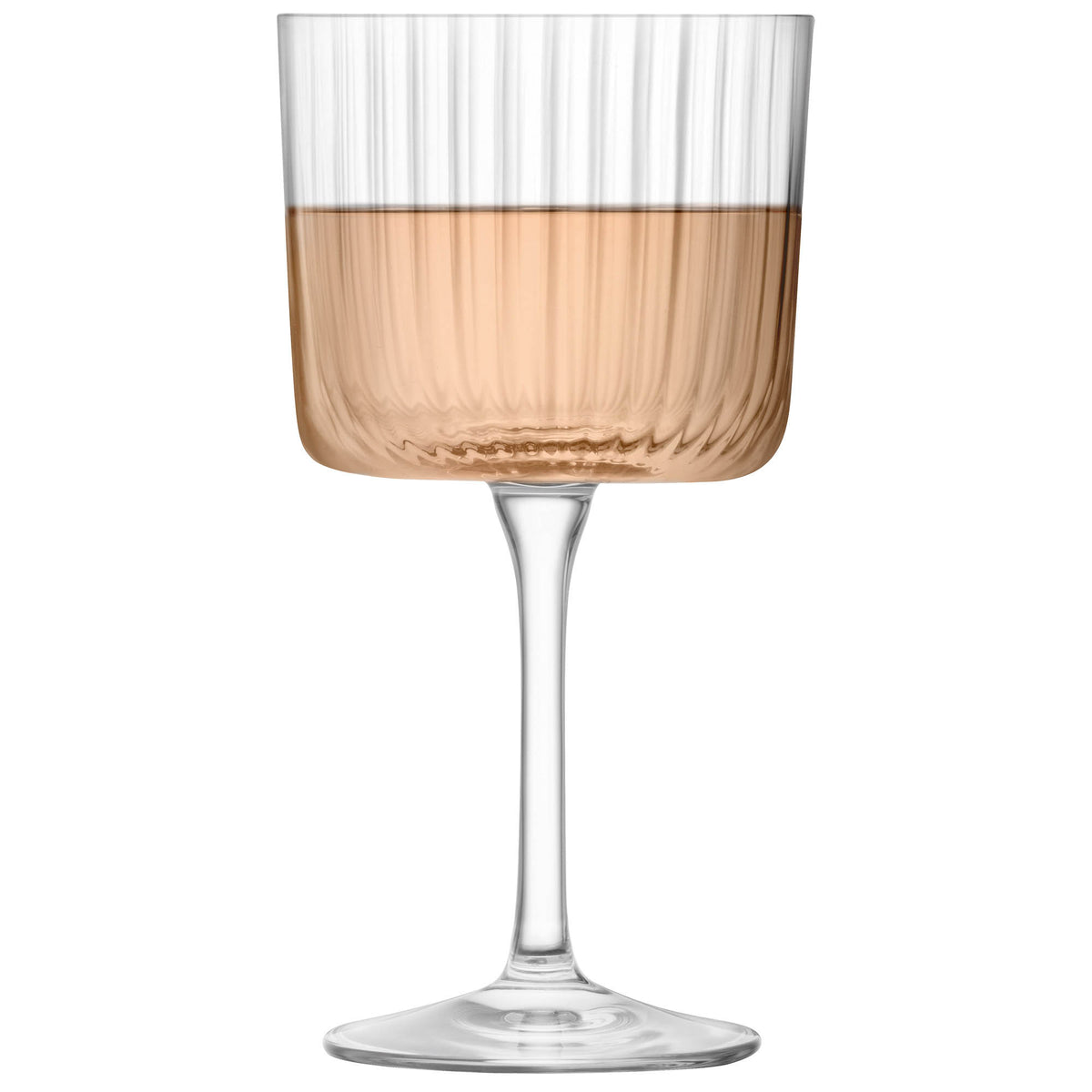 Set of four clear LSA GIO LINE wine glasses, 250ml capacity, elegant design, perfect for serving wine.