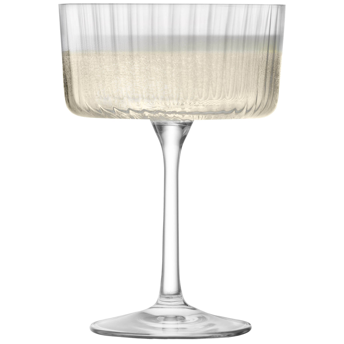 Set of four LSA Gio Line champagne glasses, 230ml clear cocktail glasses with elegant design for sparkling drinks.