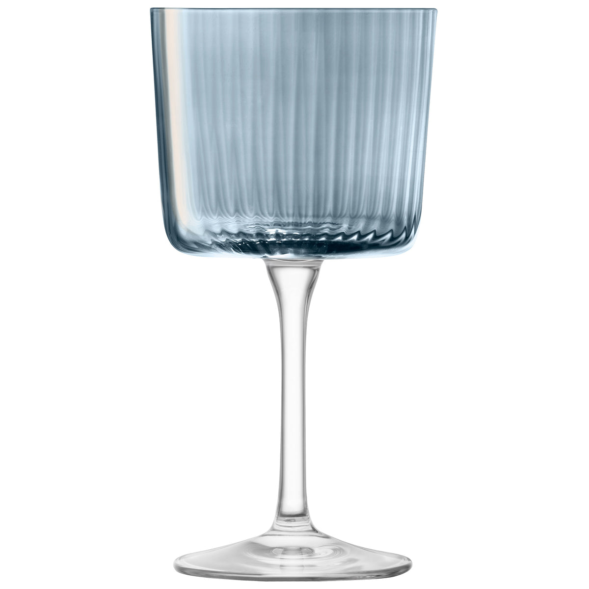 Set of four LSA GEMS Weingläser in ocean blue glass, elegant wine glasses with a modern design for serving wine.