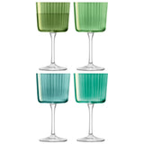 Set of four LSA Gems green wine glasses with elegant design, clear glass, perfect for serving white and sparkling wines.