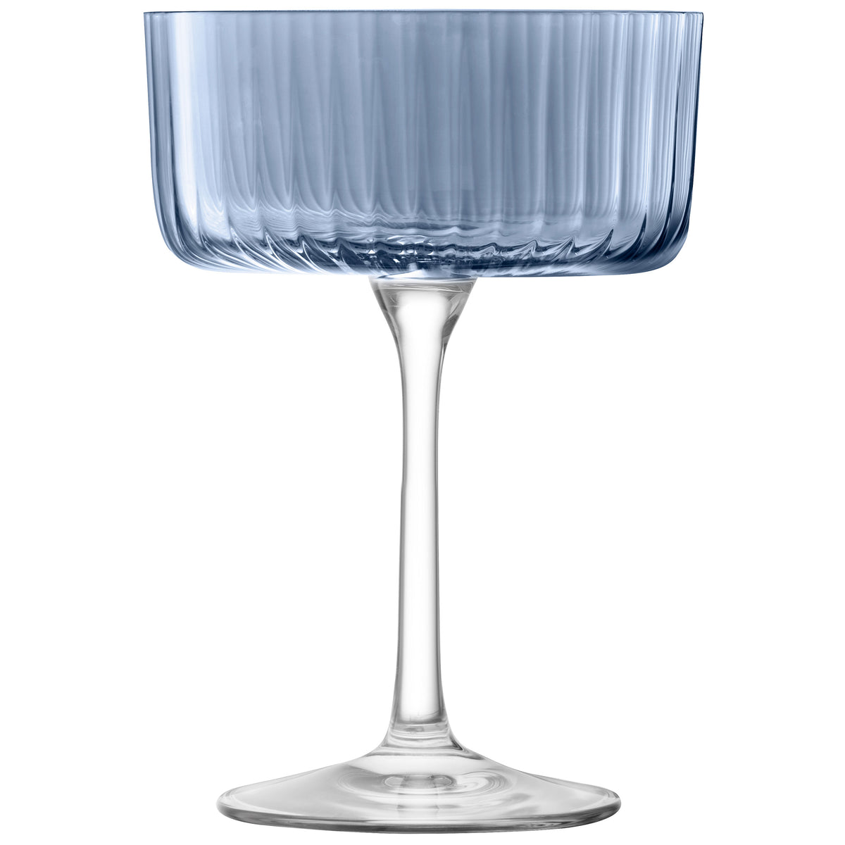 Set of four LSA GEMS ocean blue cocktail glasses, 230ml, with elegant curved design for serving cocktails.