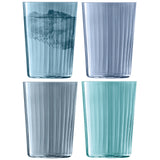 Set of four LSA GEMS tumblers in ocean blue, 560ml capacity, made of glass, perfect for beverages and stylish table settings.