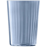 Set of four LSA GEMS tumblers in ocean blue, 560ml capacity, clear glass with a modern design for stylish drinking.