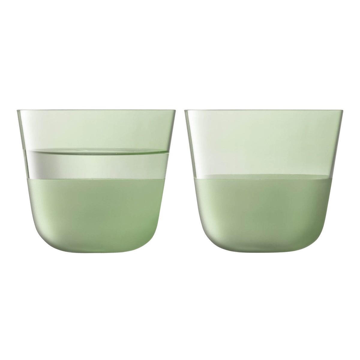 Set of two LSA Arc Contrast Tumblers in moss green, 260ml capacity, made of glass with a modern, contrasting design.