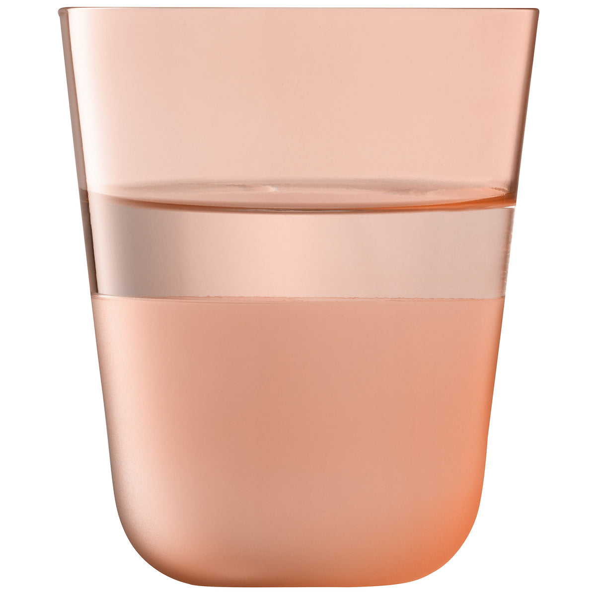LSA Tumbler ARC Contrast set with two coral 380ml glass tumblers, stylish drinkware for everyday use