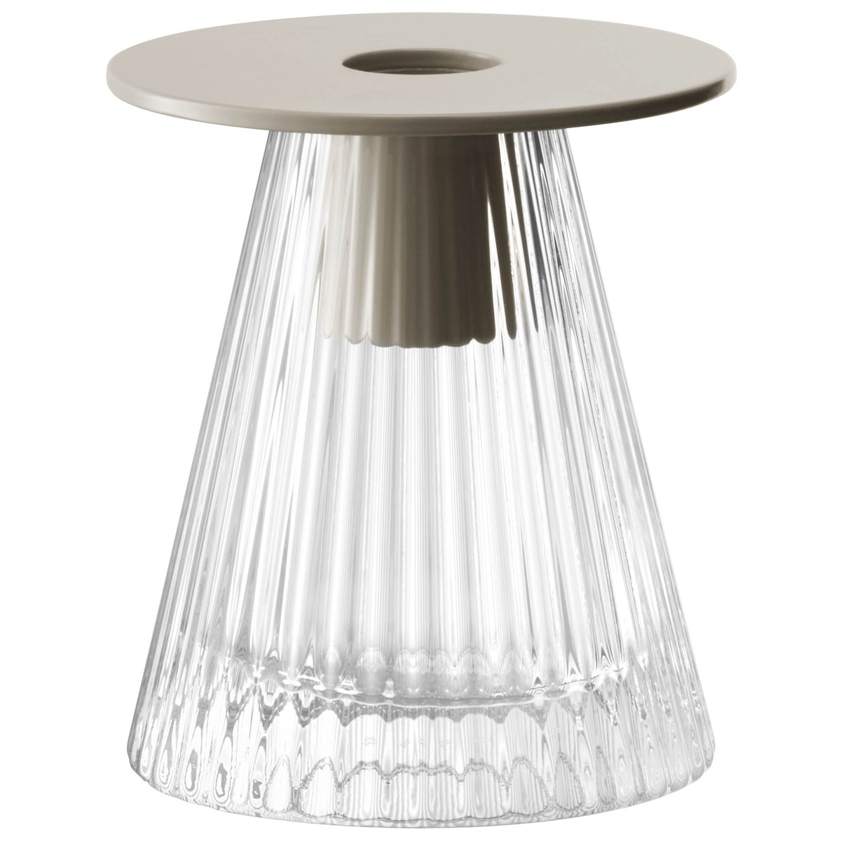 LSA Beacon candle holder and vase in clear and concrete grey, 10cm tall, featuring modern design and cylindrical shape.