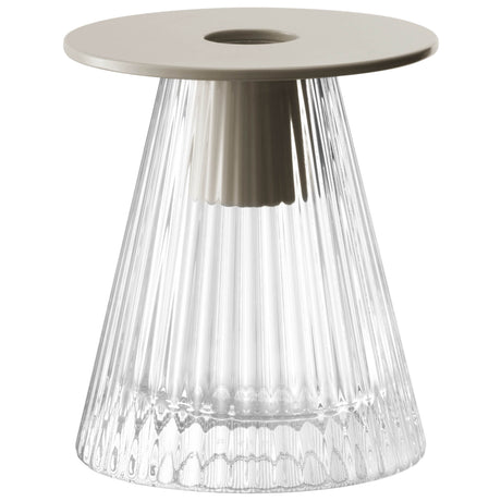 LSA Beacon candle holder and vase in clear and concrete grey, 10cm tall, featuring modern design and cylindrical shape.