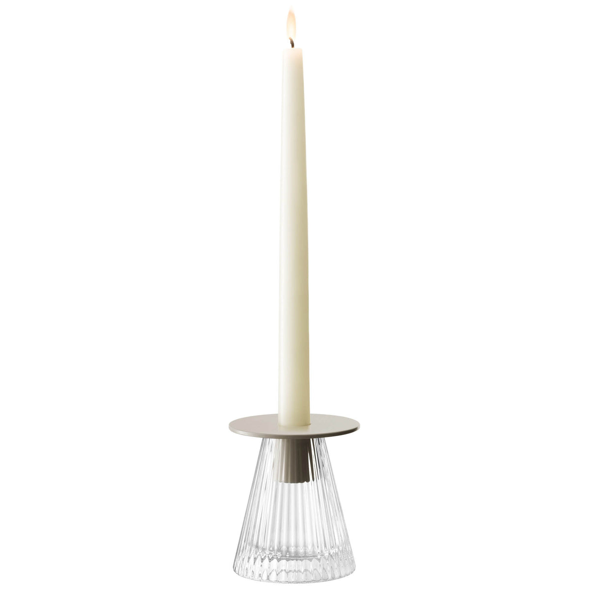 LSA Beacon candle holder and vase in clear and concrete grey, with a sleek H10cm design and modern aesthetic.