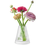 LSA Beacon candle holder and vase in clear and concrete grey, 10cm tall, with modern, minimalist design.