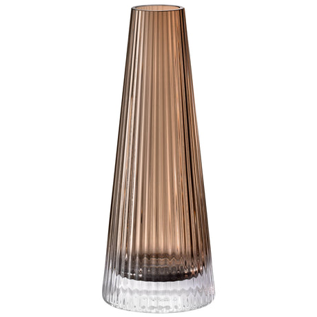 LSA Beacon candle holder and vase in taupe and jet black, 22cm tall with modern, elegant design and smooth ceramic finish.
