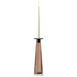 LSA Beacon candle holder and vase in taupe and jet black, tall 34cm kerzenhalter with modern design and smooth finish