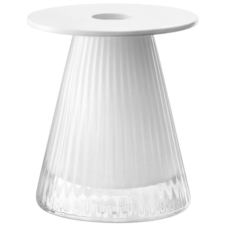 White LSA Beacon candle holder and vase with a chalk white finish, 10cm tall, featuring a sleek, modern design.