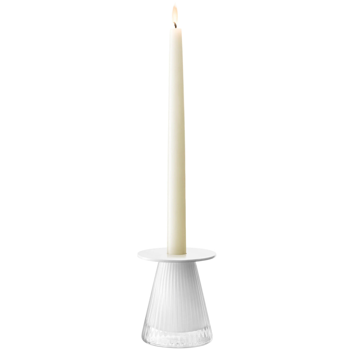 White LSA Beacon candle holder and vase with chalk white finish, H10cm, stylish ceramic decor for candles or flowers.