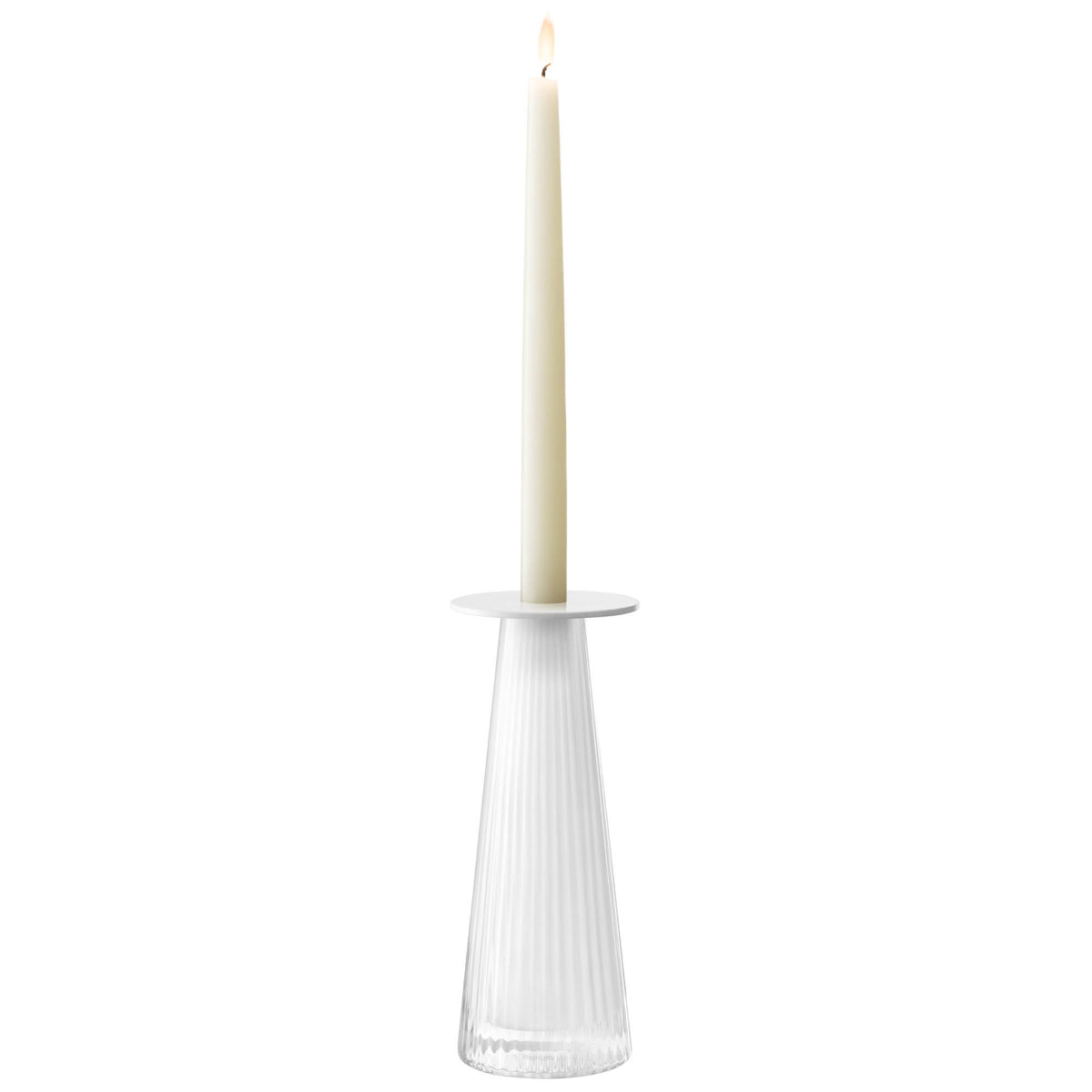 White LSA Beacon candle holder and vase with a modern design, 22cm tall, in chalk white ceramic.