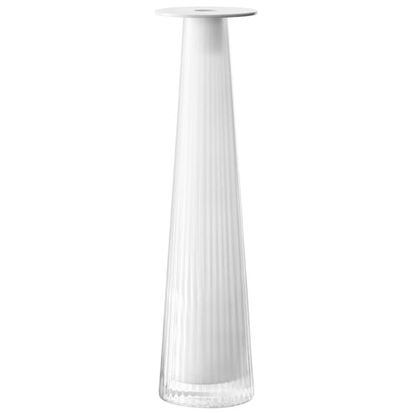 White LSA Beacon candle holder and vase, ceramic design, 34cm tall with a smooth chalk white finish, elegant home decor piece.