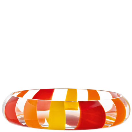 LSA Folk reverse bowl, 36cm diameter, vibrant orange, red, and yellow colors, stylish serving bowl for salads or fruits.