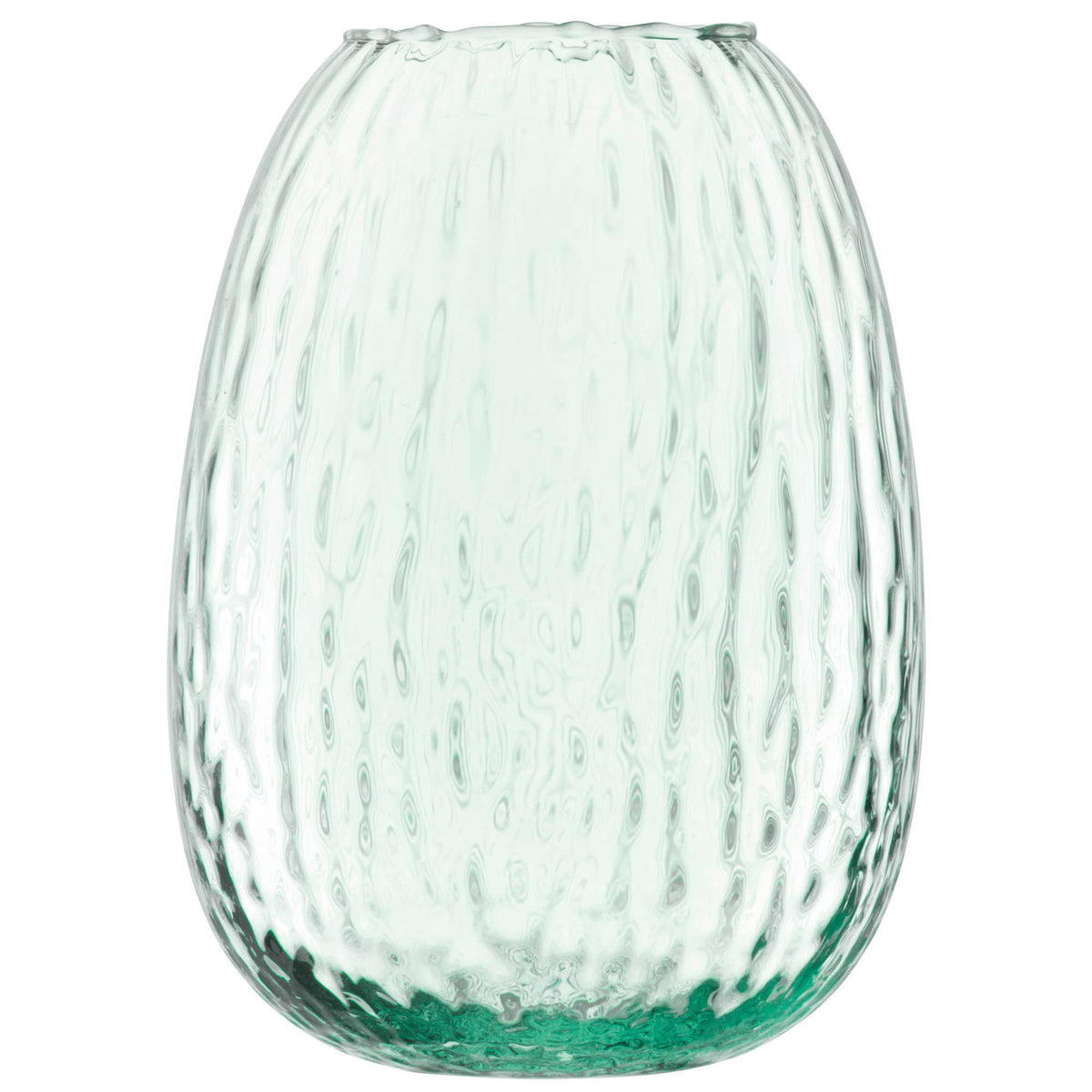 LSA Canopy Seed Vase in recycled glass, 19cm tall, with a modern, rounded design perfect for floral arrangements.