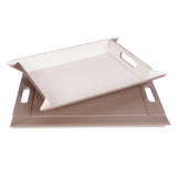 Wendetablett von Freeform, 2-in-1 Tablett und Tischset, klein, weiß und taupe, zeigt die wendbare Oberfläche.