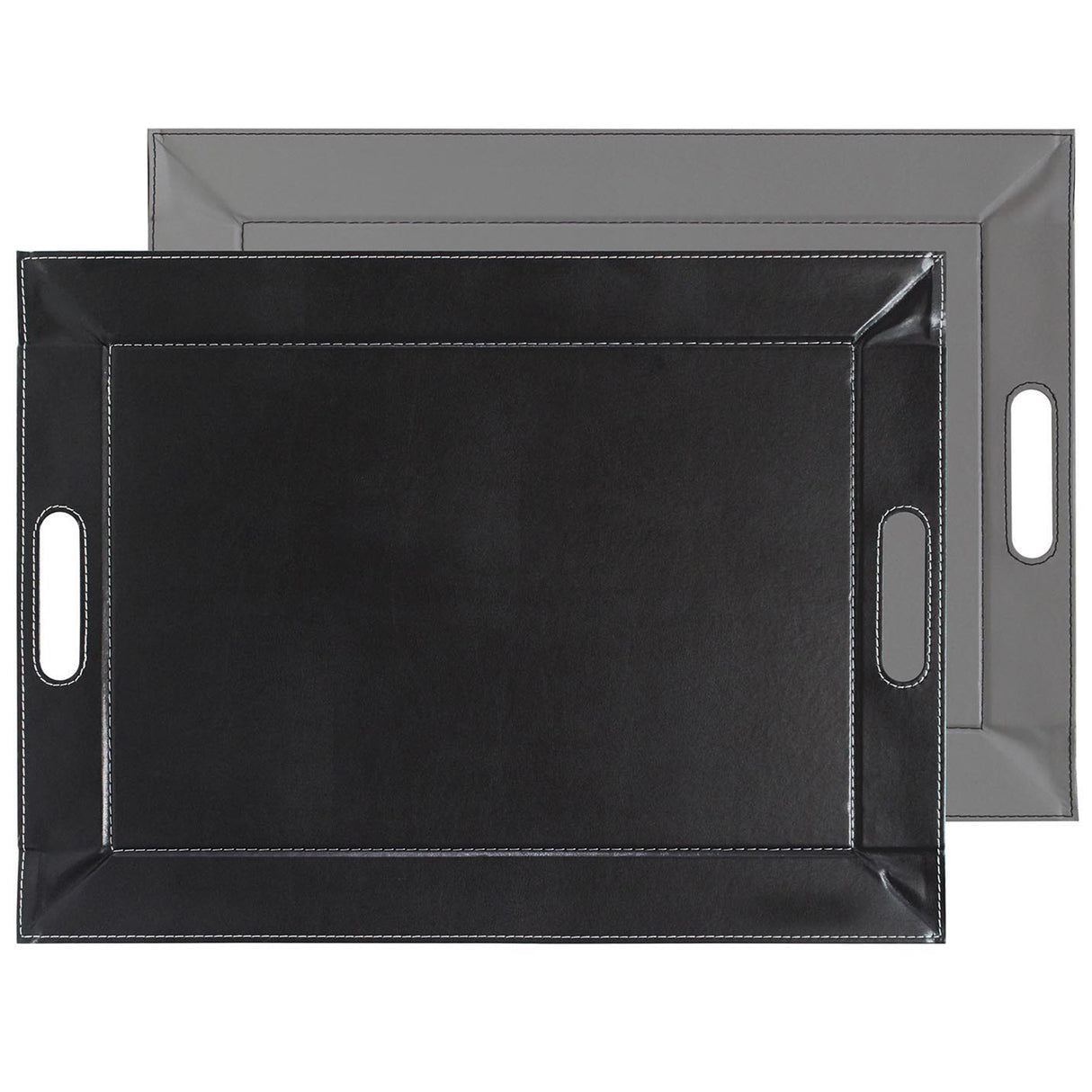 Graues und schwarzes FREEFORM Tablett im Duo-Design, perfekt für Servieren und Dekoration.