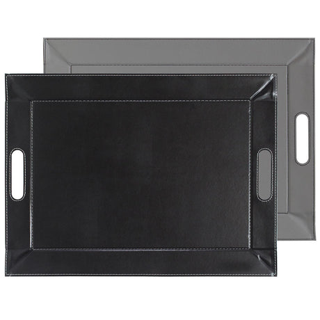 Graues und schwarzes FREEFORM Tablett im Duo-Design, perfekt für Servieren und Dekoration.