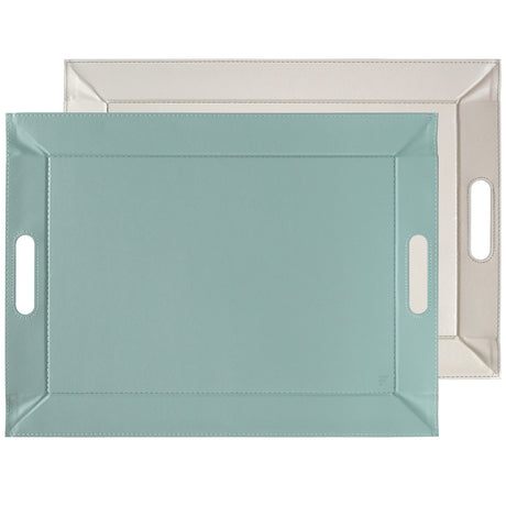 FREEFORM Tablett DUO in Mint und Elfenbein, elegante runde Tablett mit zwei Farben, stilvolles Dekor für Zuhause.