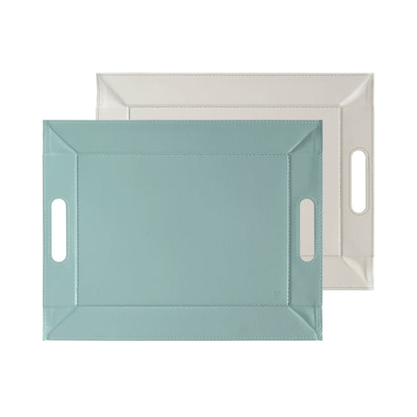FREEFORM Tablett Duo in Mint und Elfenbein, elegantes Tisch-Accessoire mit modernem Design, zeigt die stilvolle Oberfläche.