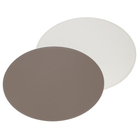 FREEFORM Platzset DUO in Taupe und Weiß, ovales Design, strapazierfähiges Esszimmer-Set für stilvollen Tisch.