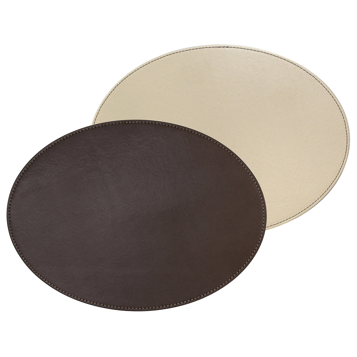 Platzset DUO aus Kunstleder von FREEFORM, modernes Design, braune und beige Farbtöne, glatte Oberfläche, stilvoller Esstischschutz
