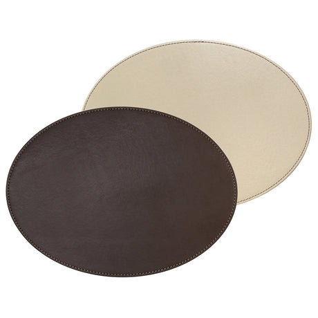 Platzset DUO aus Kunstleder von FREEFORM, modernes Design, braune und beige Farbtöne, glatte Oberfläche, stilvoller Esstischschutz