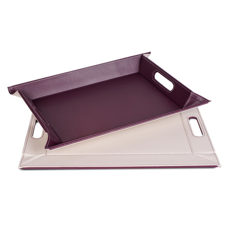 Großes Wendetablett von Freeform, 2in1 Tablett & Tischset DUO, Pflaume und Elfenbein, praktische Oberfläche in natürlichen Farben