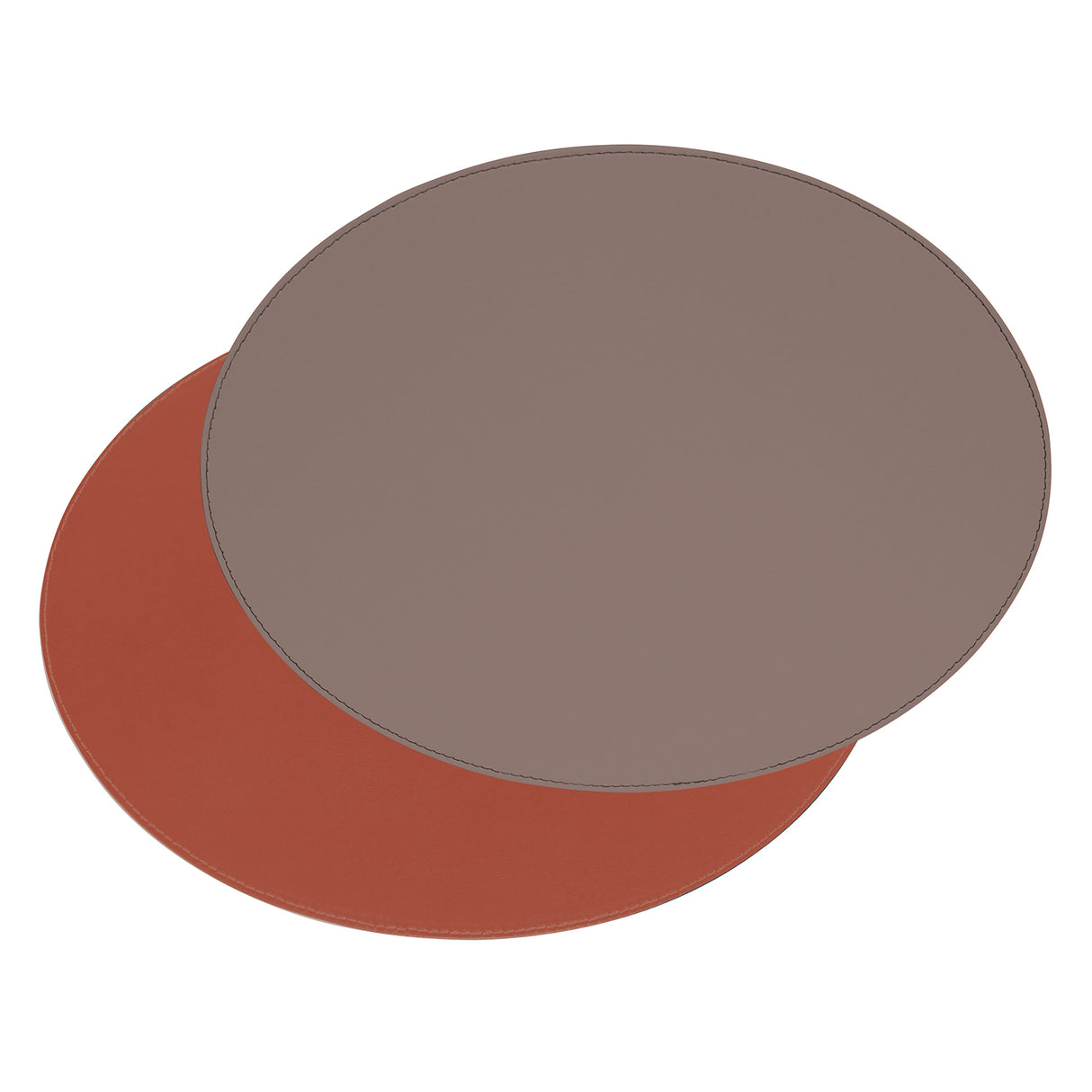 FREEFORM Platzset DUO, oval, anthrazit und burgund, aus Stoff, sichtbar auf einem Esstisch.